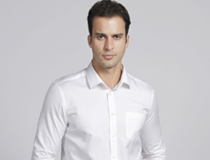 高檔CVC半壓膠免燙男士長袖襯衫G589M